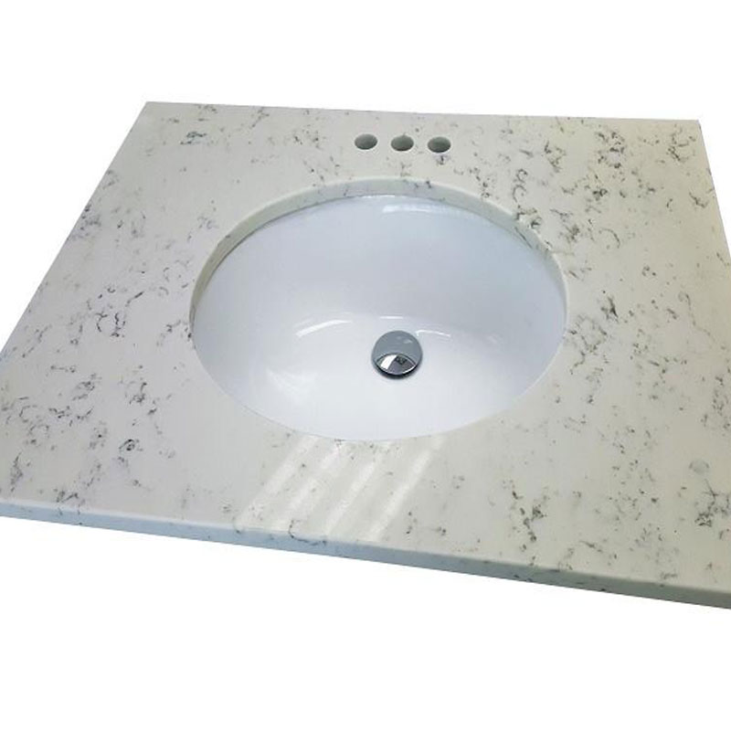 Bianco Carrara Quartz Vanity top with solid cabinet
