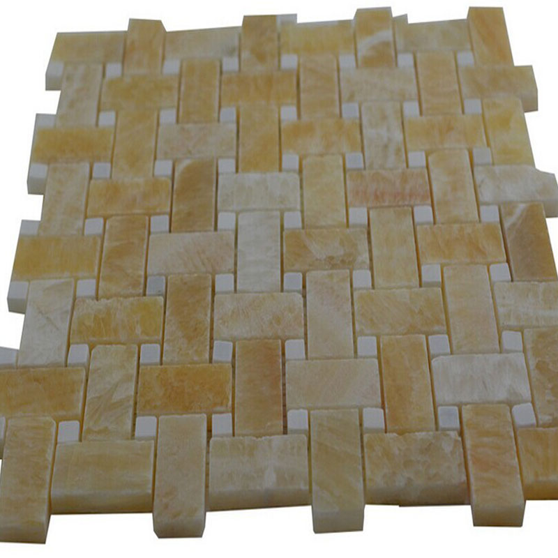 basketweave honey onyx mosaic tiles