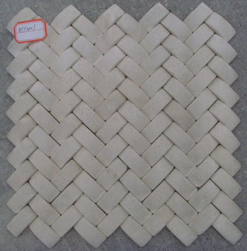 light travertine basketweave mosaic tiles
