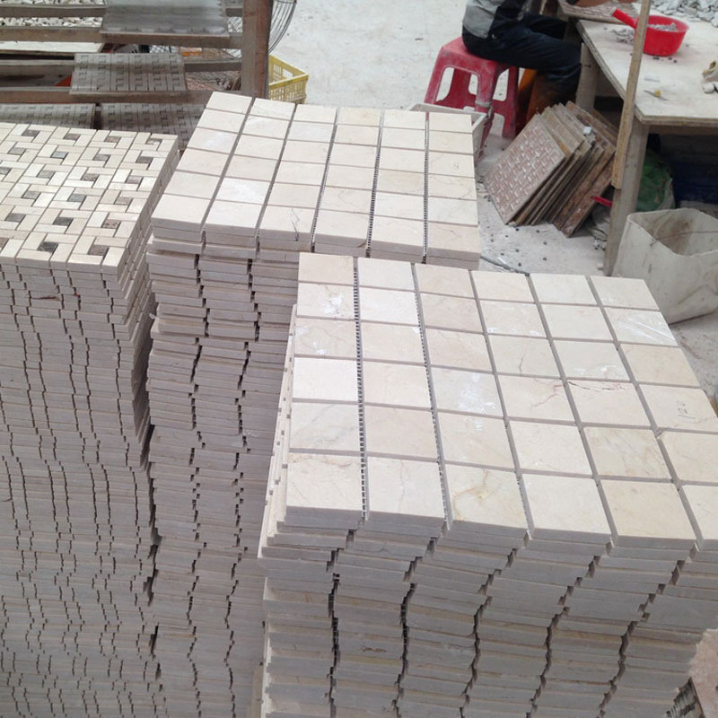 48mm square mosaic tiles beige marbel