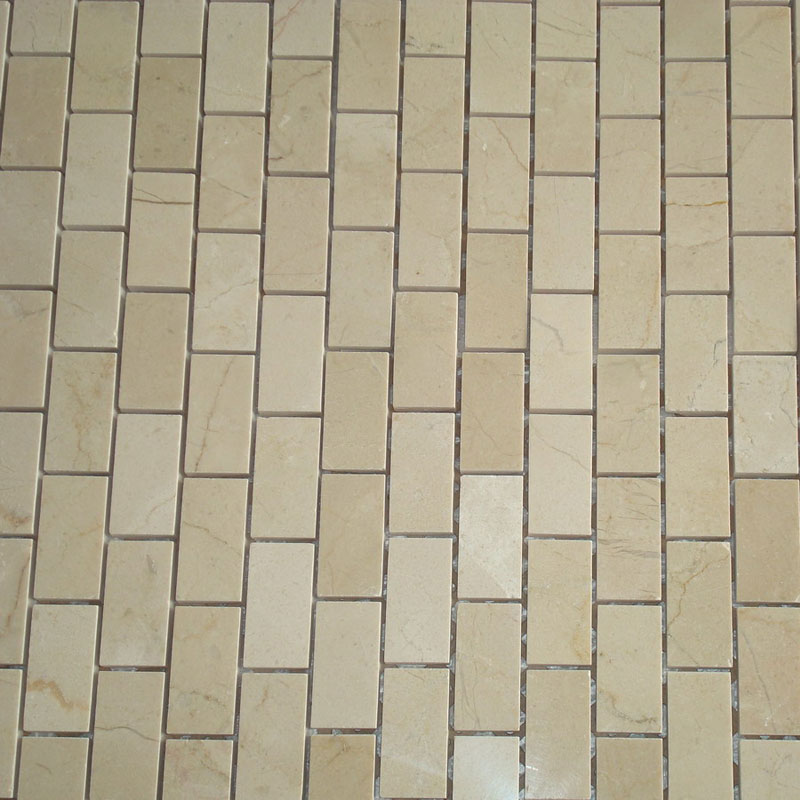 1x2 Spanish Crema Marfil Brick Pattern Polished Marble Mosaic Tile