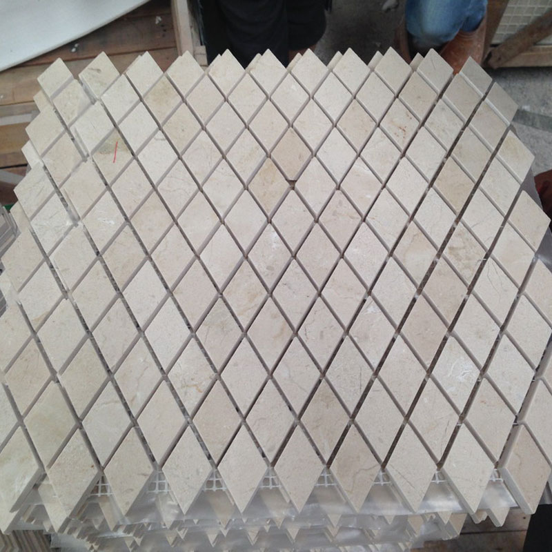 crema marfil marble diamond mosaic tiles