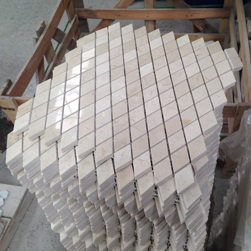 Creme marfil beige marble prism mosaic tiles