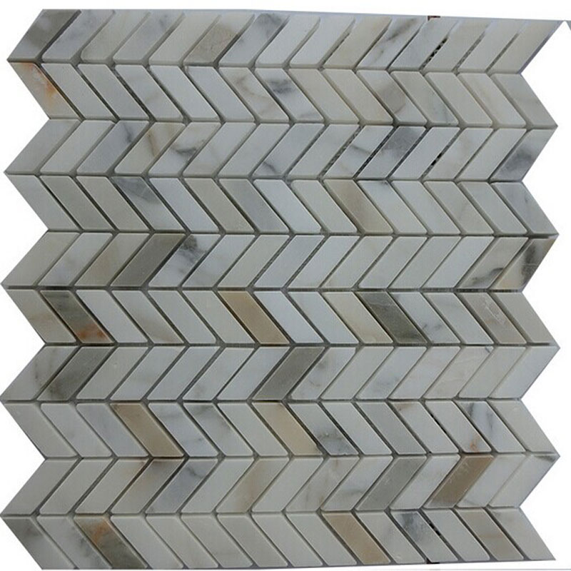 Calcutta Gold Marble herringbone tiles bathroom wall
