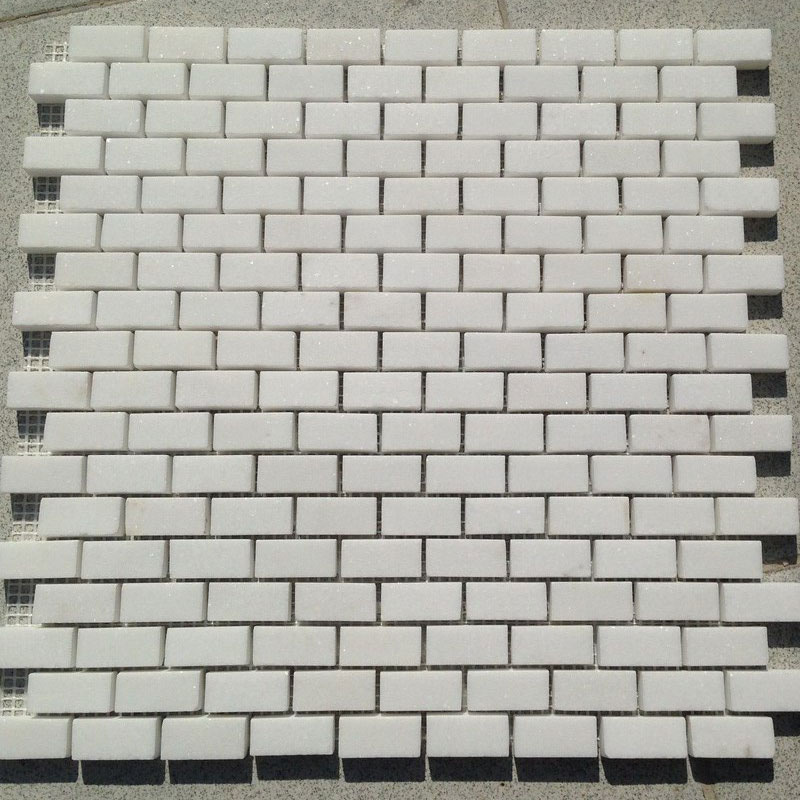 thassos white marble mini brick mosaic tiles