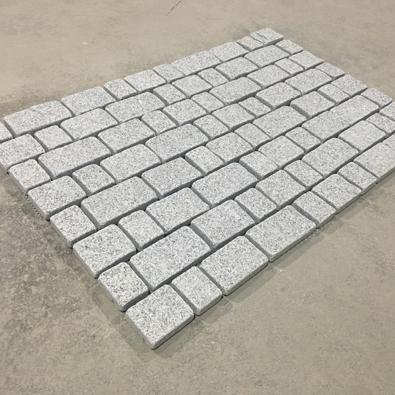 silver grey granite cobblestone interlocked