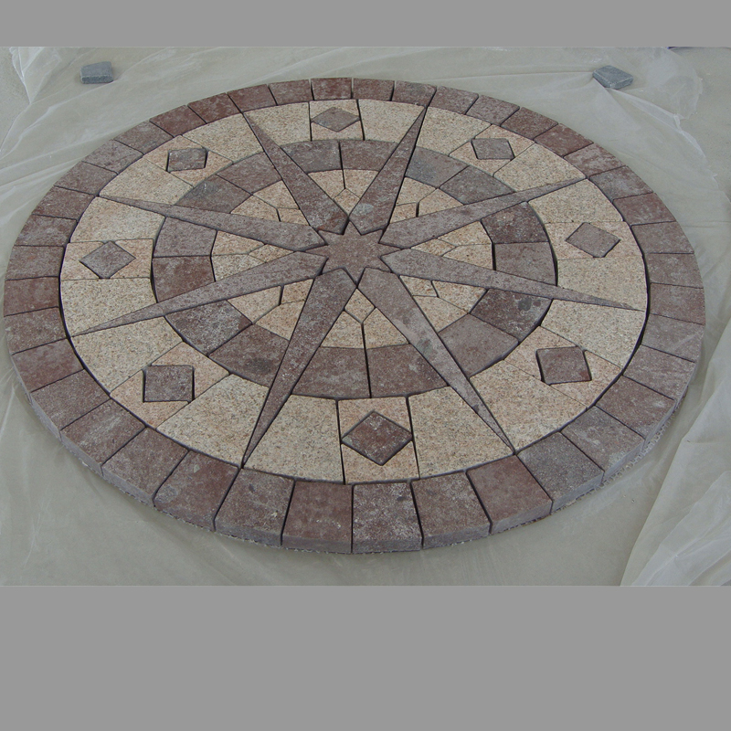 compass design red granite pavers