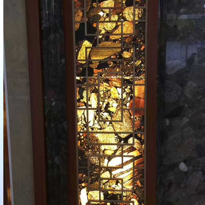 backlit granite tiles wall lighting pillar