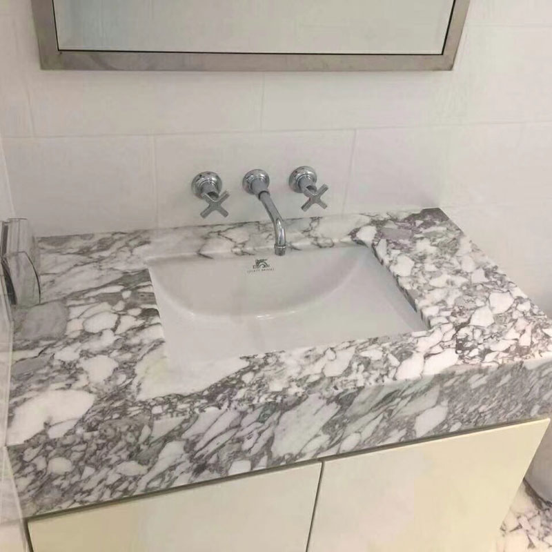 Arabescato Carrara marble vanity bathroom