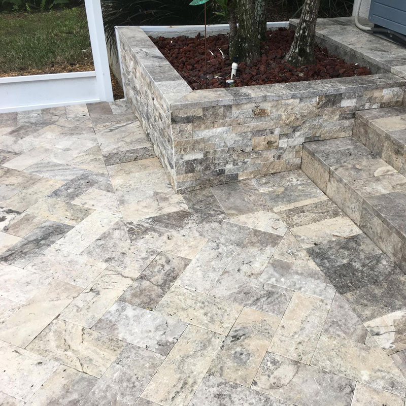 3 Travertino Romano Silver french pattern design