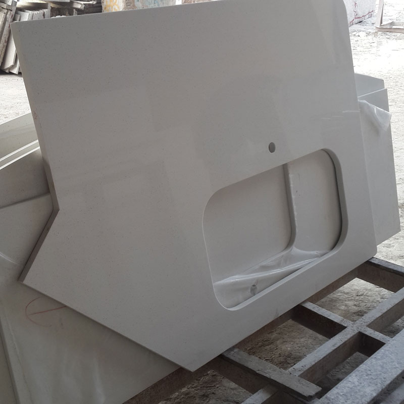 Flecked and speckled white quartz stone tops