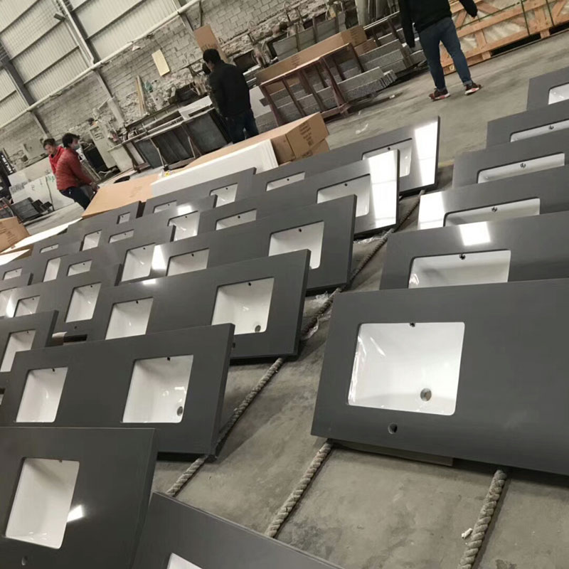 pure gray quartz stone vanity tops