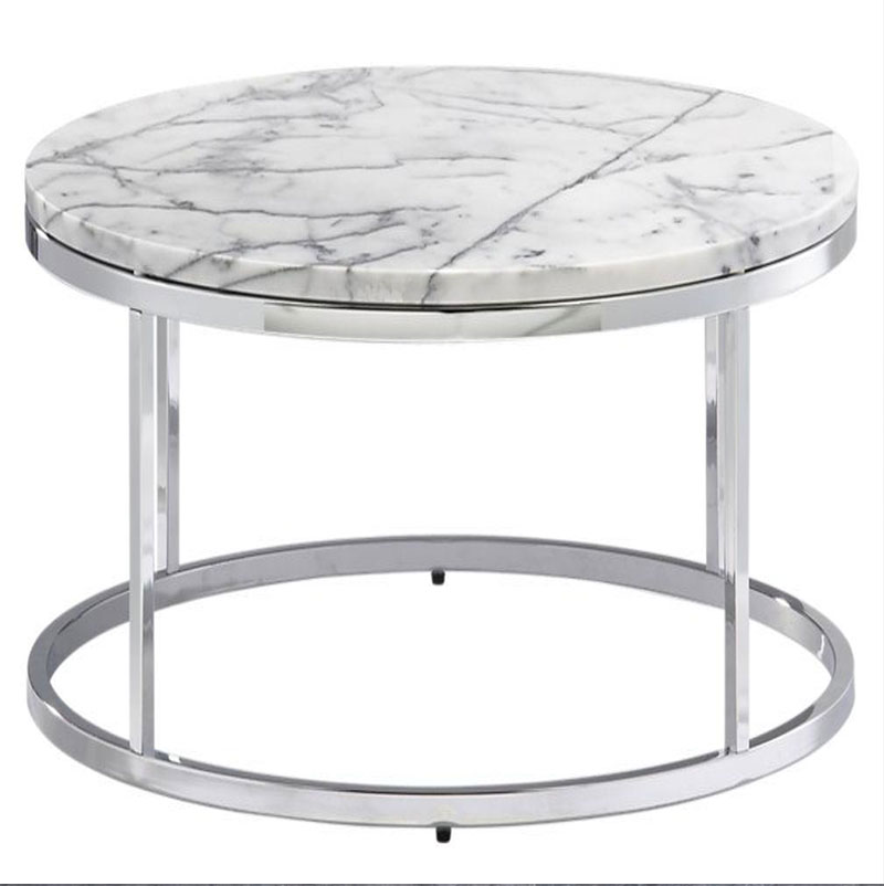 Staturio Round Marble Tops Coffee Table Stainless Steel Legs