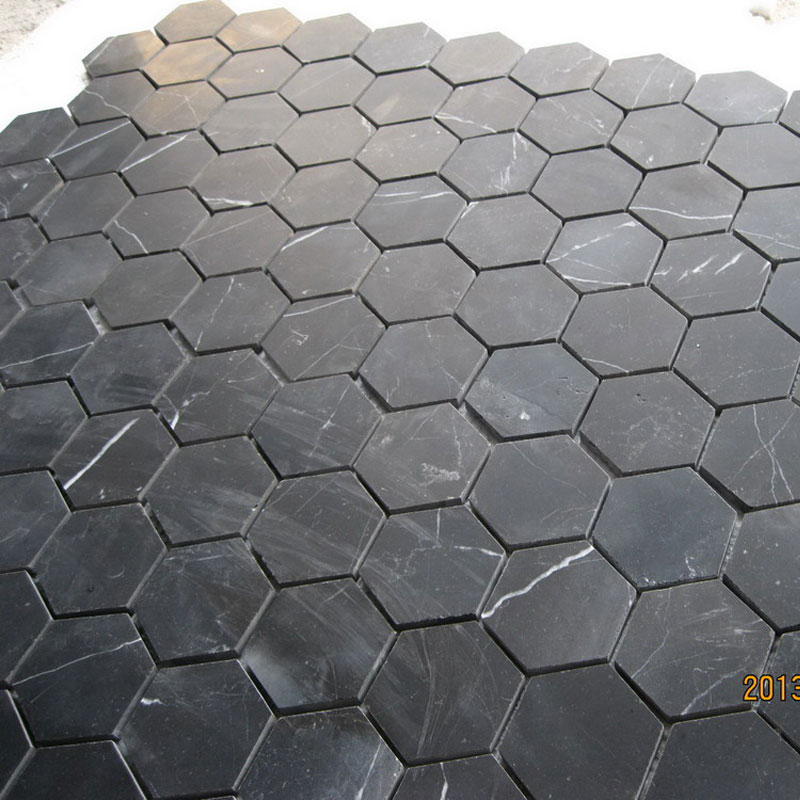 Nero Marquina Black Marble tumbled Mosaic Tile