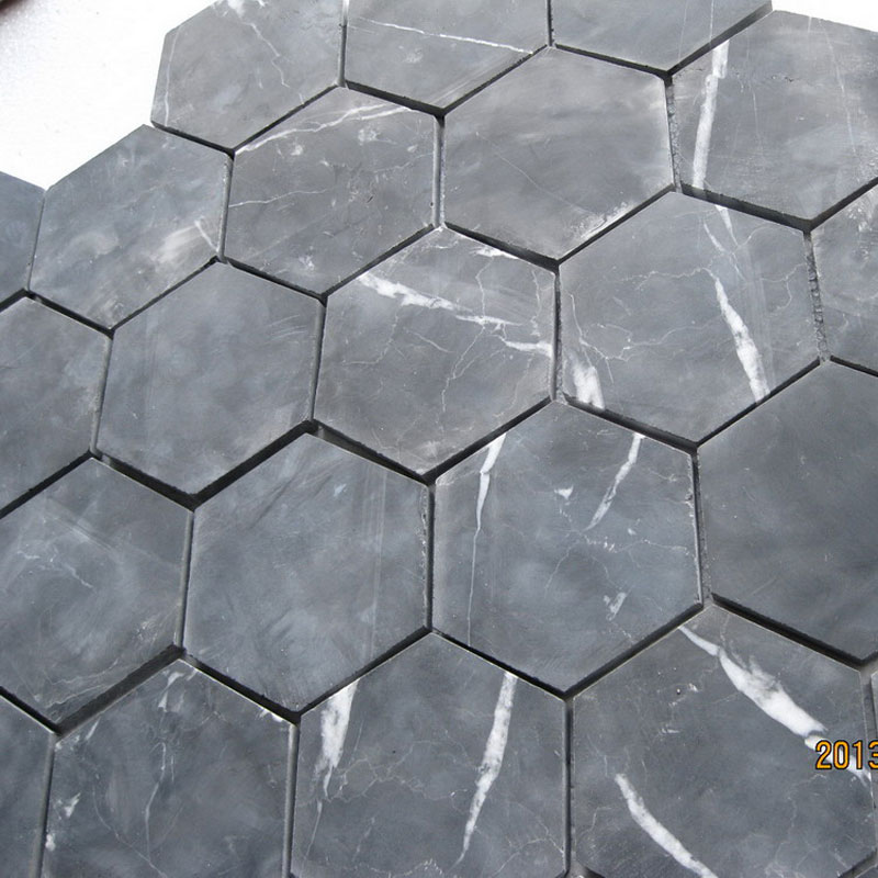 3inch hexagonal marble mosaic tile for bathroom