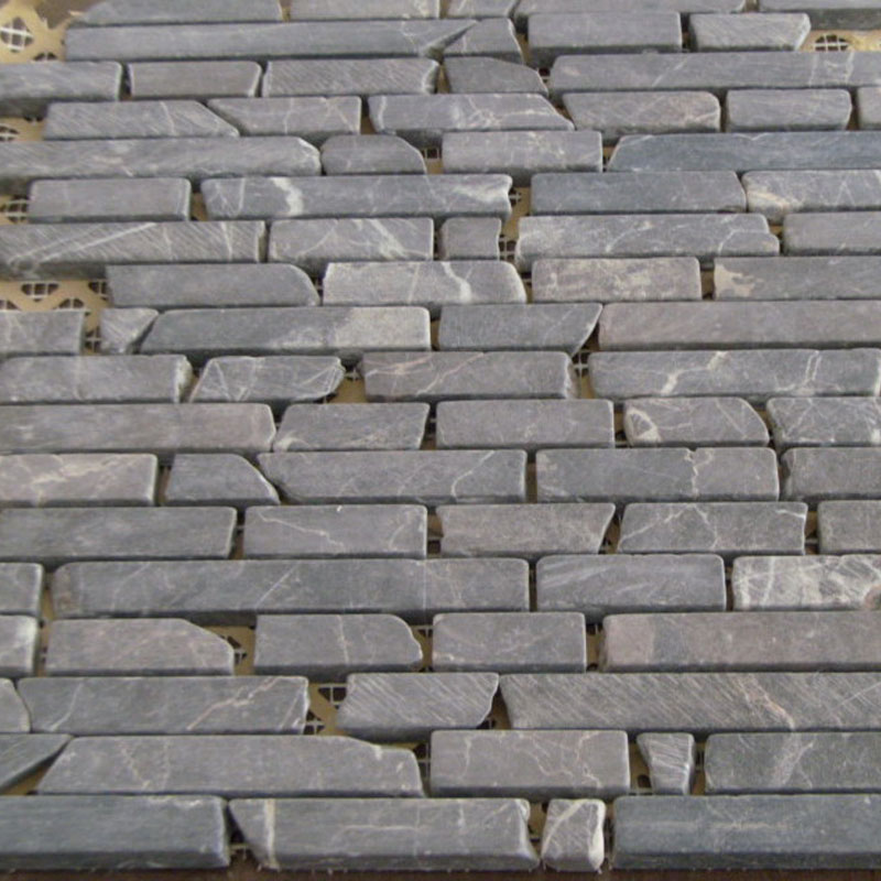 nero black marble random stripes mosaic tiles