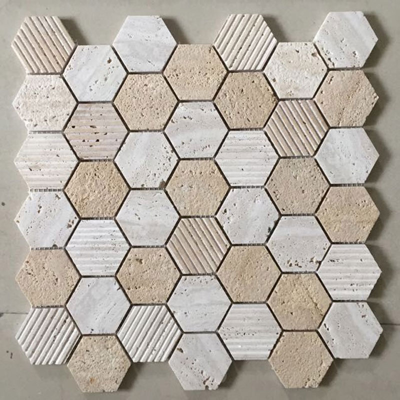 tumbled travertine tiles bathroom hexagon