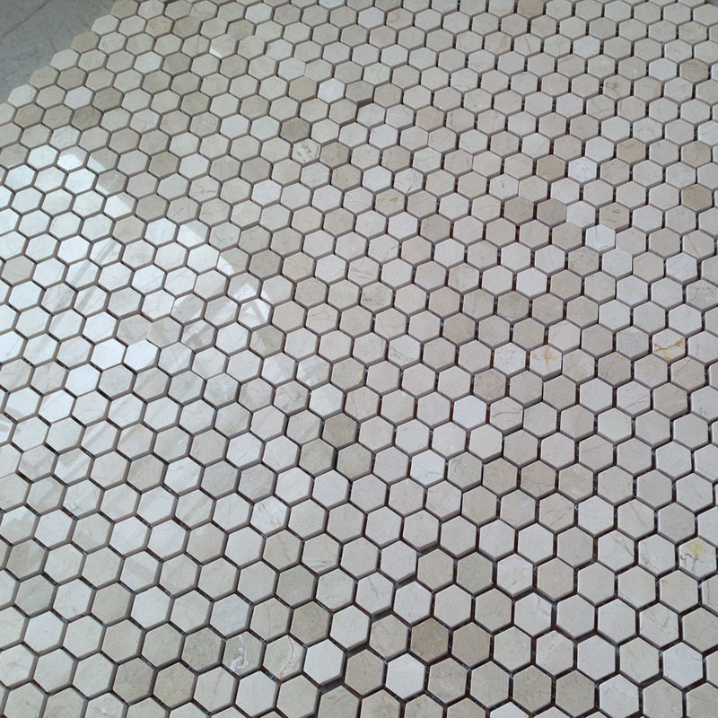 2in hexagon beige marble tiles