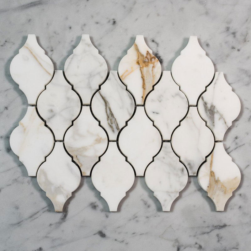 Calacatta Gold Italian Mosaic Lantern Arabesque Tile