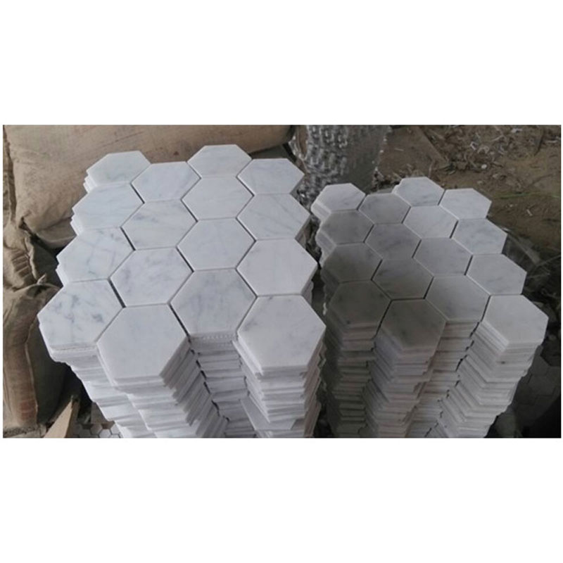 Carrara Marble Italian White Bianco Carrera 2 Hexagon Mosaic Tile Honed
