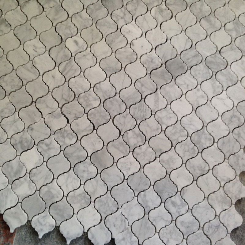 Premium Grade Lantern Shaped White Carrara Marble Mosaic tiles