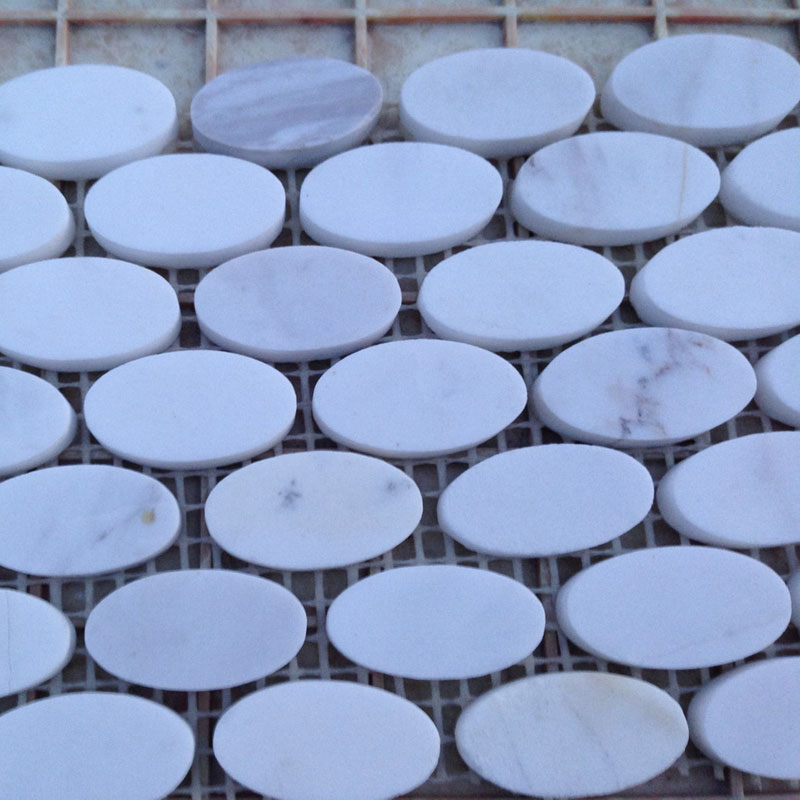Bianco Carrara Marble Oval Mosaic Tiles