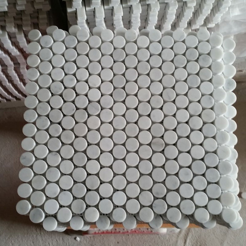 Penny Round White Carrara Marble Mosaic tiles