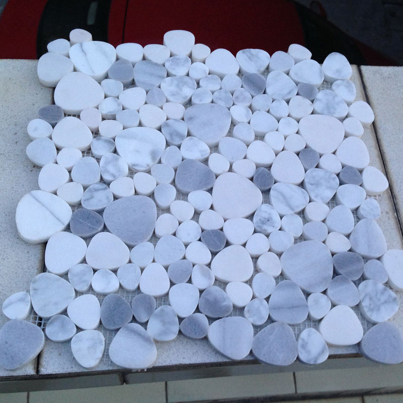 Premium Grade Bubble Pattern White Carrara Marble Mosaic tiles