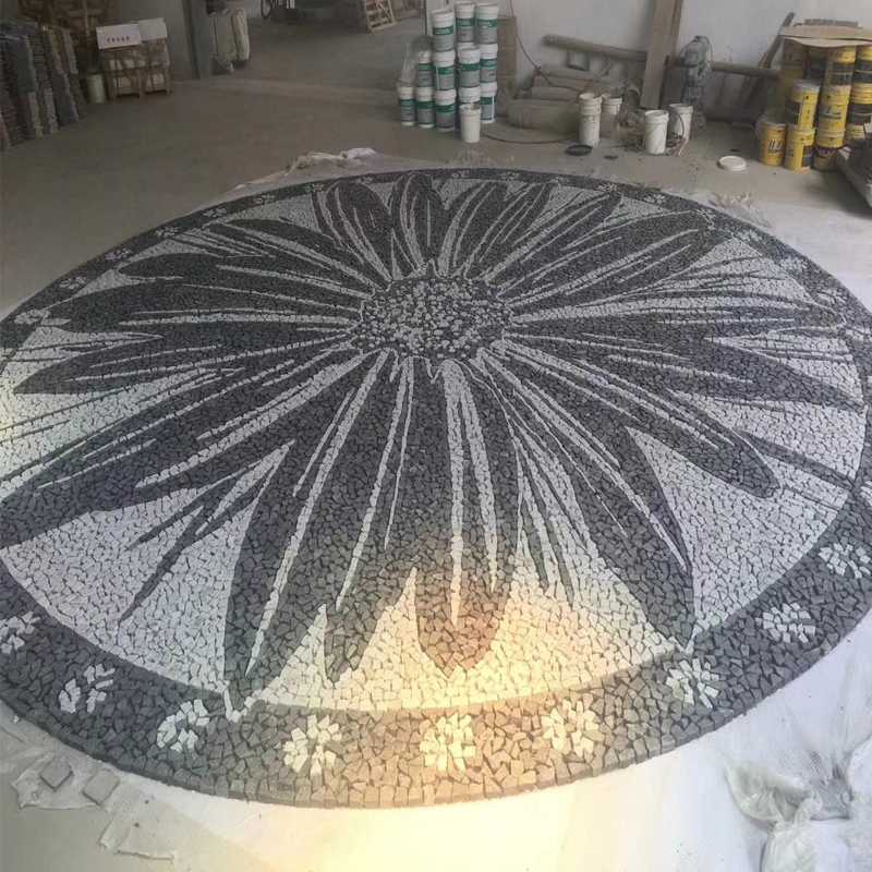 granite stone flower pattern medallion for square