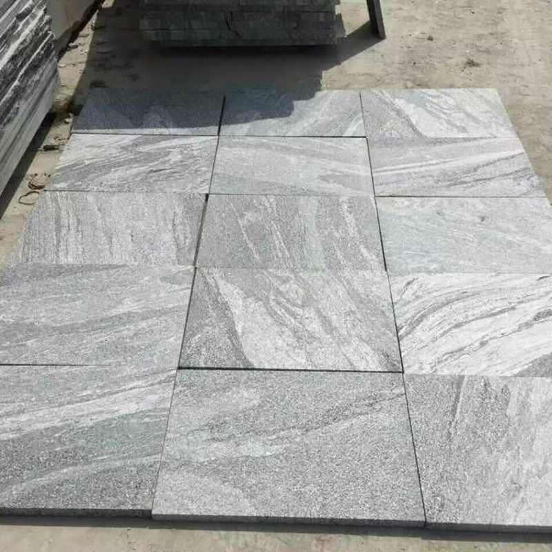 Negro Santiago Gneiss granite pool tiles flamed