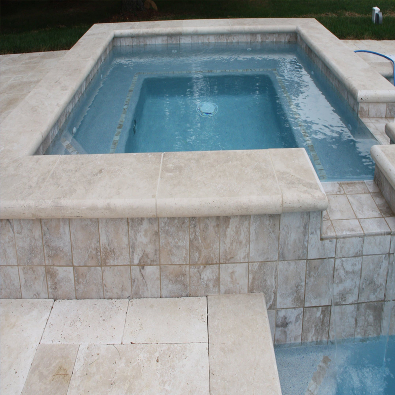 beige travertine pool coping bullnose