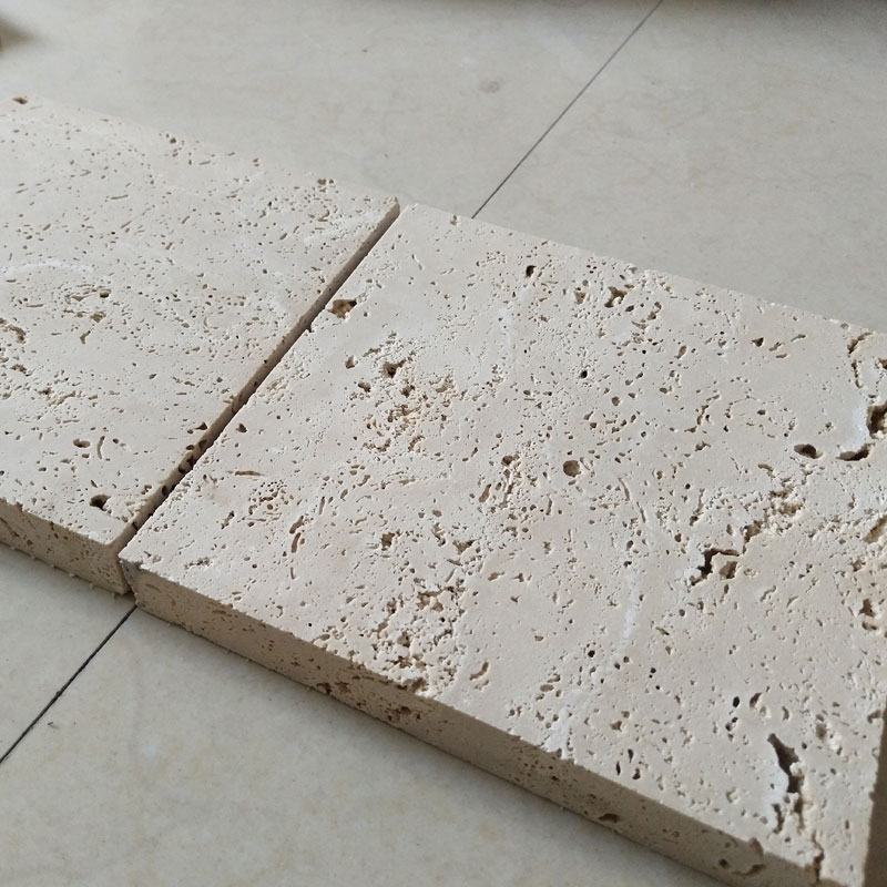 cross cut beige travertine unfilled pool pavers